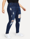 Plus Distressed Skinny Jeans - Neshaí Fashion & More