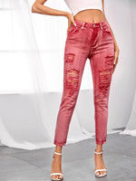 Ripped Detail Skinny Jeans - Neshaí Fashion & More