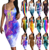 Women's Sexy Bodycon Tank Dress Solid Color/Tie-dye/Gradient/Leopard Print Sleeveless Basic Midi Party Club Dresses