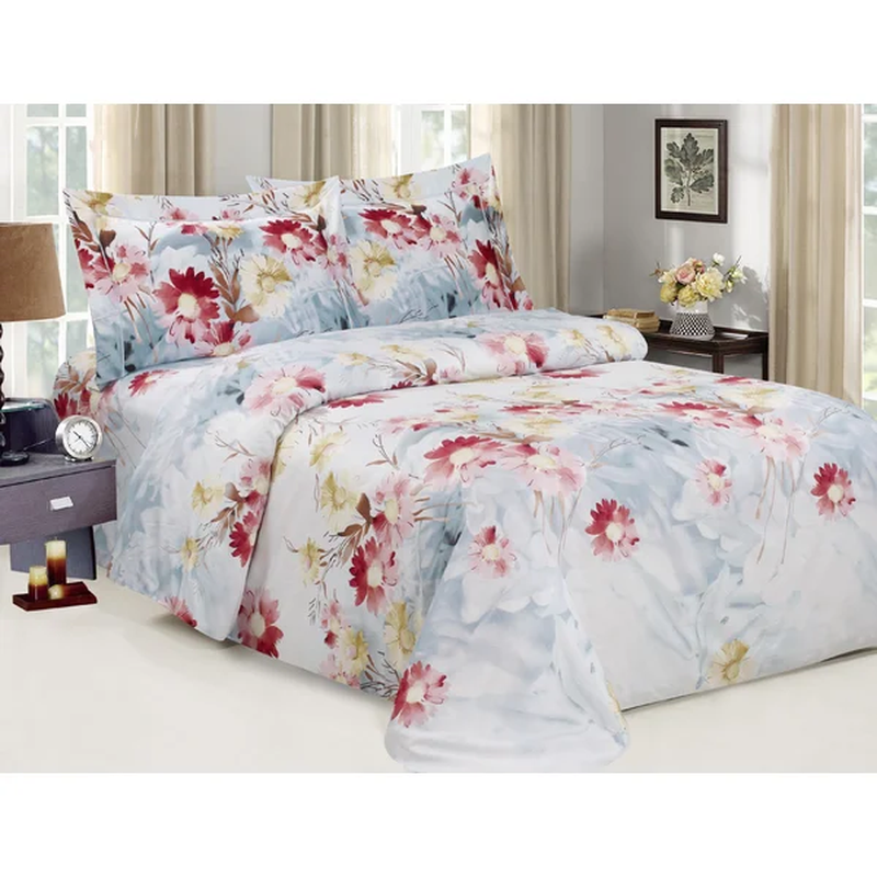 Red Barrel Studio® French Blossom Floral Pattern, Luxury Ultra Soft 200 Thread Count Cotton, Light Blue, Twin 48-Inch, 8 Piece, Bedding Duvet Cover Set For Two Beds