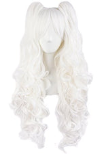 28"/70cm Lolita Long Curly Clip on Ponytails White wig