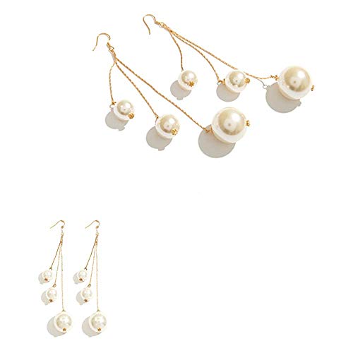 YERTTER Women Vintage Big Large Gold Pearl Statement Dangle Earrings Long Big Pearls Drop Earrings for Women Girls