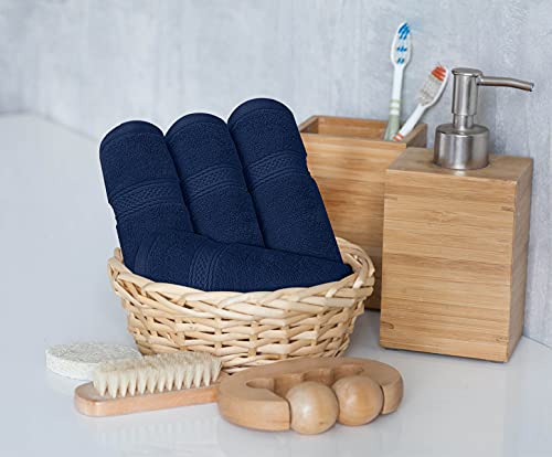 Utopia Towels Navy Blue Towel Set, 2 Bath Towels, 2 Hand Towels, and 4 Washcloths, 600 GSM Ring Spun Cotton Highly Absorbent Towels for Bathroom, Shower Towel, (Pack of 8)