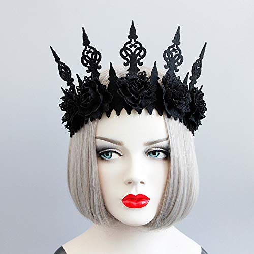 Asooll Halloween Headbands Baroque Black Crown Headbands Devil Hair Hoops Prom Halloween PartyHair Accessories for Women and Girls