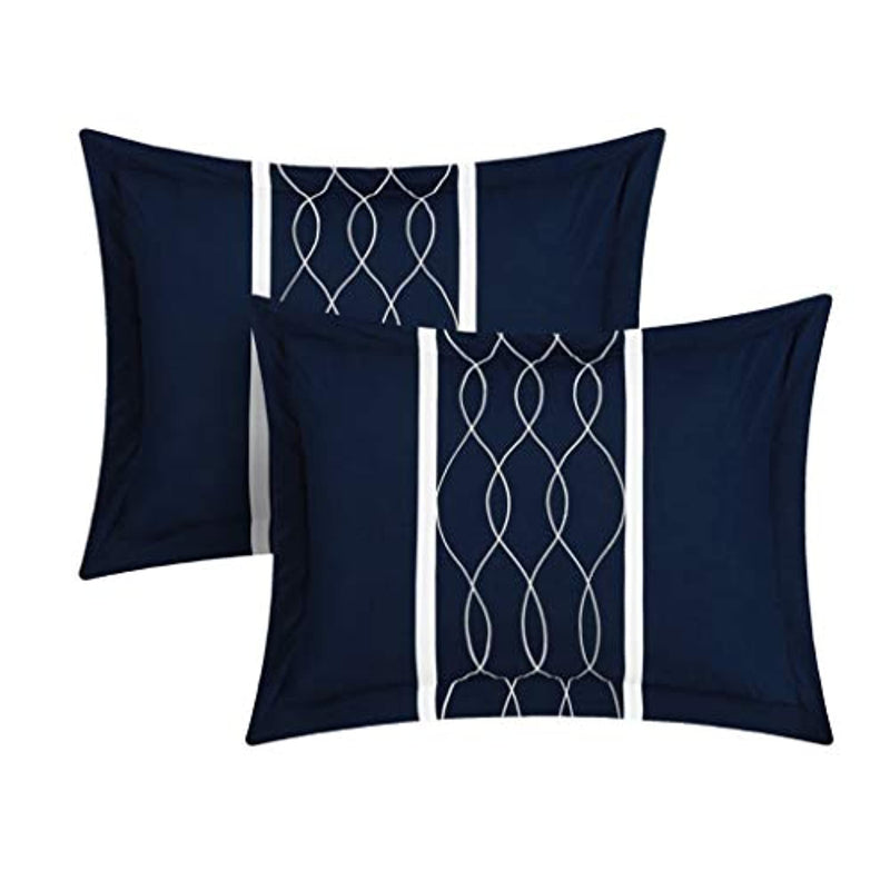 Navy Microfiber 24-Piece Bed in a Bag with Sheet Set King - Neshaí Fashion & More