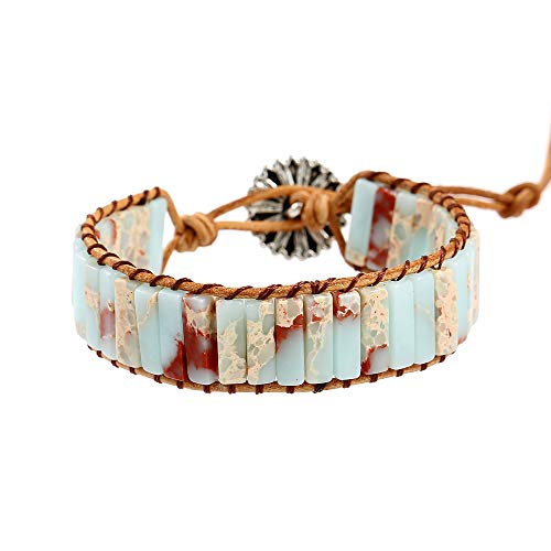 Plumiss Fashion Agalmatolite Beaded Wrap Leather Bracelet Jewelry - Neshaí Fashion & More