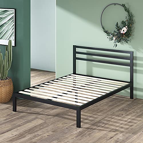 ZINUS Mia Metal Platform Bed Frame with Headboard / Wood Slat Support / No Box Spring Needed / Easy Assembly, Queen