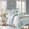 Dawn  Queen Size Bed Comforter Set Bed In A Bag - Aqua , Floral Shabby Chic – 9 Pieces Bedding Sets – - Neshaí Fashion & More