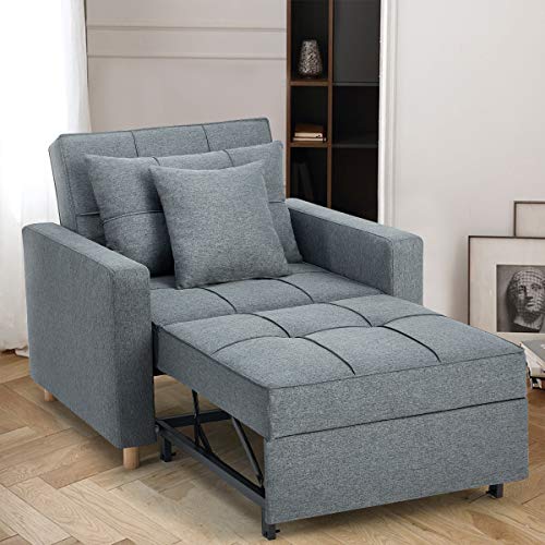 Esright Convertible Chair Bed 3-in-1, Sleeper Chair Bed, Multi-Functional Adjustable Recliner, Sofa, Bed, Single Bed Chair with Modern Linen Fabric, Dark Gray - Neshaí Fashion & More
