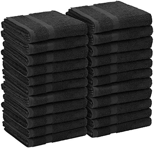 Utopia Towels Cotton Salon Towels - Gym Towel - Hand Towel - (24-Pack, Black) - 16 inches x 27 inches - Not Bleach Proof - Ringspun-Cotton, Maximum Softness and Absorbency, Easy Care - Neshaí Fashion & More