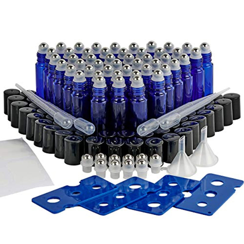 case Essential Oil Roller Bottles, 48 Pack 10ml Cobalt Blue Empty Roll-usa - Neshaí Fashion & More