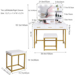 Iwell Large Vanity Set with 10 LEDs Lighted Mirror, Vanity Table with 3 Drawers & 2 Shelves, Makeup Table with Padded Cushioned Stool, Vanity Dressing Table, Gift for Women Girls, Bedroom, White - Neshaí Fashion & More