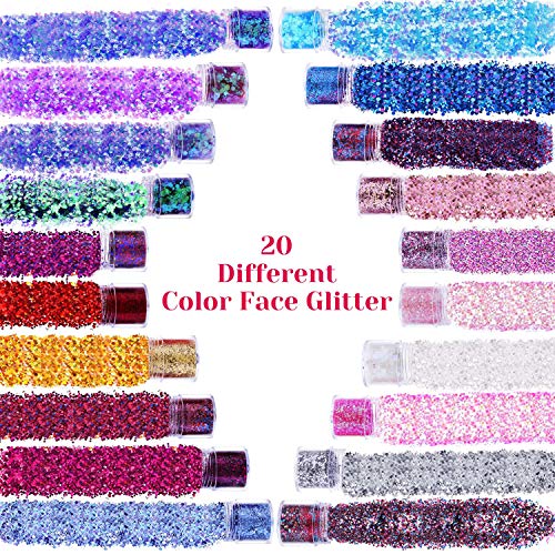 200g Chunky Cosmetic Holographic Glitter, Cridoz Chunky Glitter 20 Colors Face Nail Body Glitter Resin Chunky Craft Glitter Set for Tumblers Nail Resin Jewelry Making - Neshaí Fashion & More