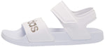 adidas Women's Adilette Sandal Slide, White/Champagne Metallic/White, 11 - Neshaí Fashion & More