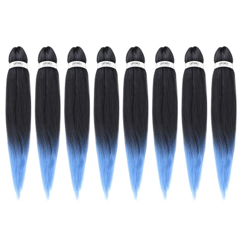 Pre-Stretched Braiding Hair Extensions Black - 24 inch 8 Packs Synthetic - Neshaí Fashion & More