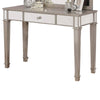 Benjara Wooden Vanity Set with One Drawer and Tri Fold Mirror, Gray and Silver - Neshaí Fashion & More