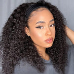 Eooma Curly Headband Wig Human Hair Wigs for Black Women (16 inch) Brazilian Curly None Lace Front Wigs Human Hair Scarf No Gel Gluelees Remy Hair Headband Wig - Neshaí Fashion & More