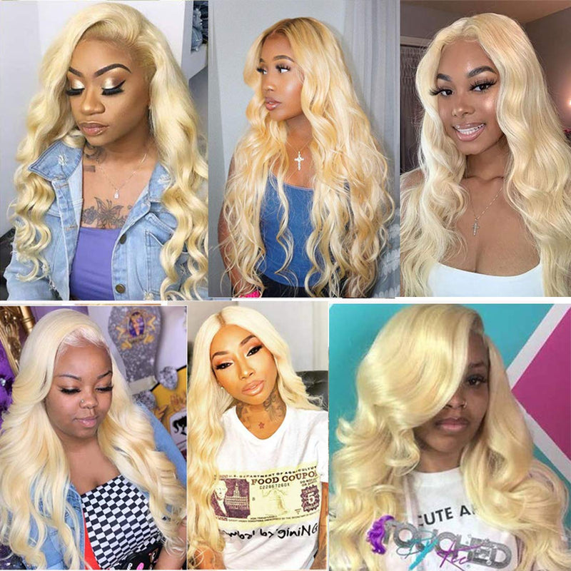 Blonde Lace Front Wig Human Hair 20 inch 613 Lace Front Wig Human Hair Colored Wig 13x4x1 T Part Body Wave Wigs Blonde Human Hair Wigs (20”, 613 Blonde Lace Front Wig Human Hair) - Neshaí Fashion & More