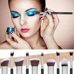 BEAKEY Makeup Brush Set, Premium Synthetic Kabuki Foundation Face Powder Blush Eyeshadow Brushes Makeup Brush Kit with Blender Sponge and Brush Cleaner (10+2pcs, Black/Silver) - Neshaí Fashion & More