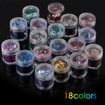 18 Boxes Holographic Cosmetic Festival Chunky Glitters Sequins, Nail Sequins Iridescent Flakes, Cosmetic Paillette Ultra-Thin Tips, for Body Face Hair Make Up Nail Art Mixed Color Glitter - Neshaí Fashion & More