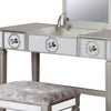 Benjara 2 Drawer Flip Top Wooden Vanity Set with Mirrored Accents, Silver and Gray - Neshaí Fashion & More