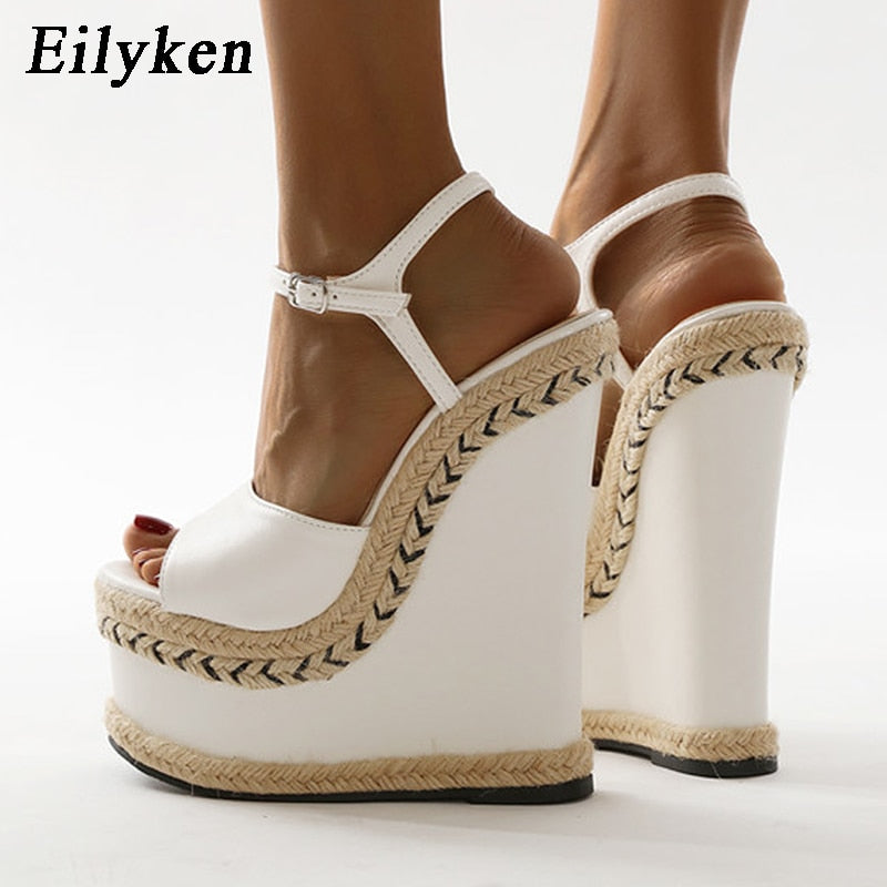Gladiator Fashion Wedge Buckle Strap Platform Peep Toe Sandals