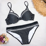 Sexy Swimwear 2022 Bikinis Black  Swimming Suit For Women Dot Polka Swimsuit Padded Push-up Bikini Set