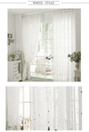 white Modern Hollow Star Faux Linen Blackout Curtains for Living Room Bedroom - Neshaí Fashion & More
