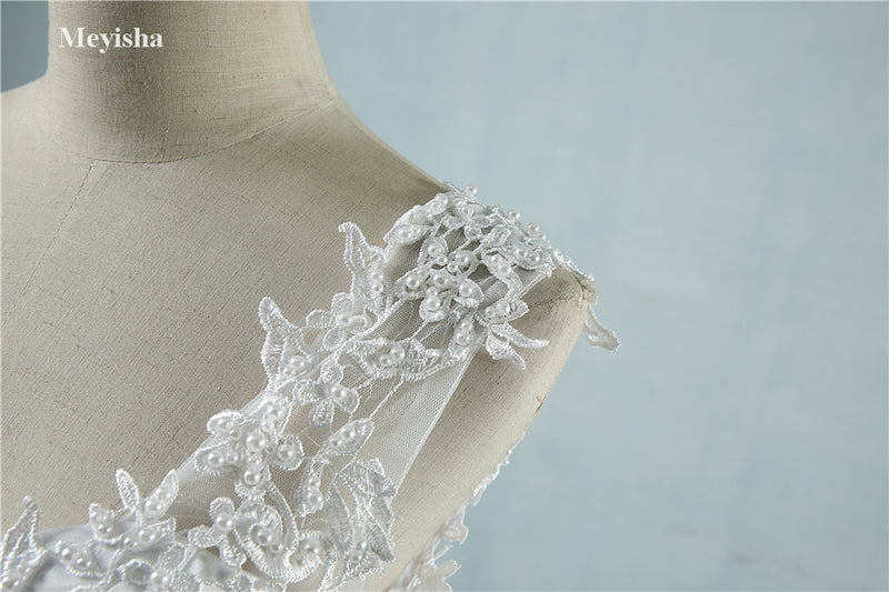 Spaghetti Straps White Ivory Tulle Dresses - Neshaí Fashion & More