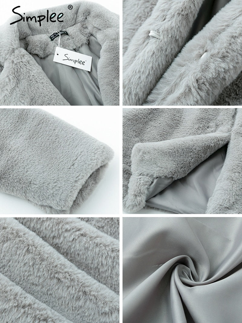 Faux Fur Autumn plush overcoat - Neshaí Fashion & More