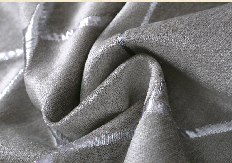 Silver Jacquard Chenille Blackout Curtains - Neshaí Fashion & More