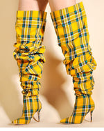Limited Edition Thigh High Boots Plaid - Neshaí Fashion & More
