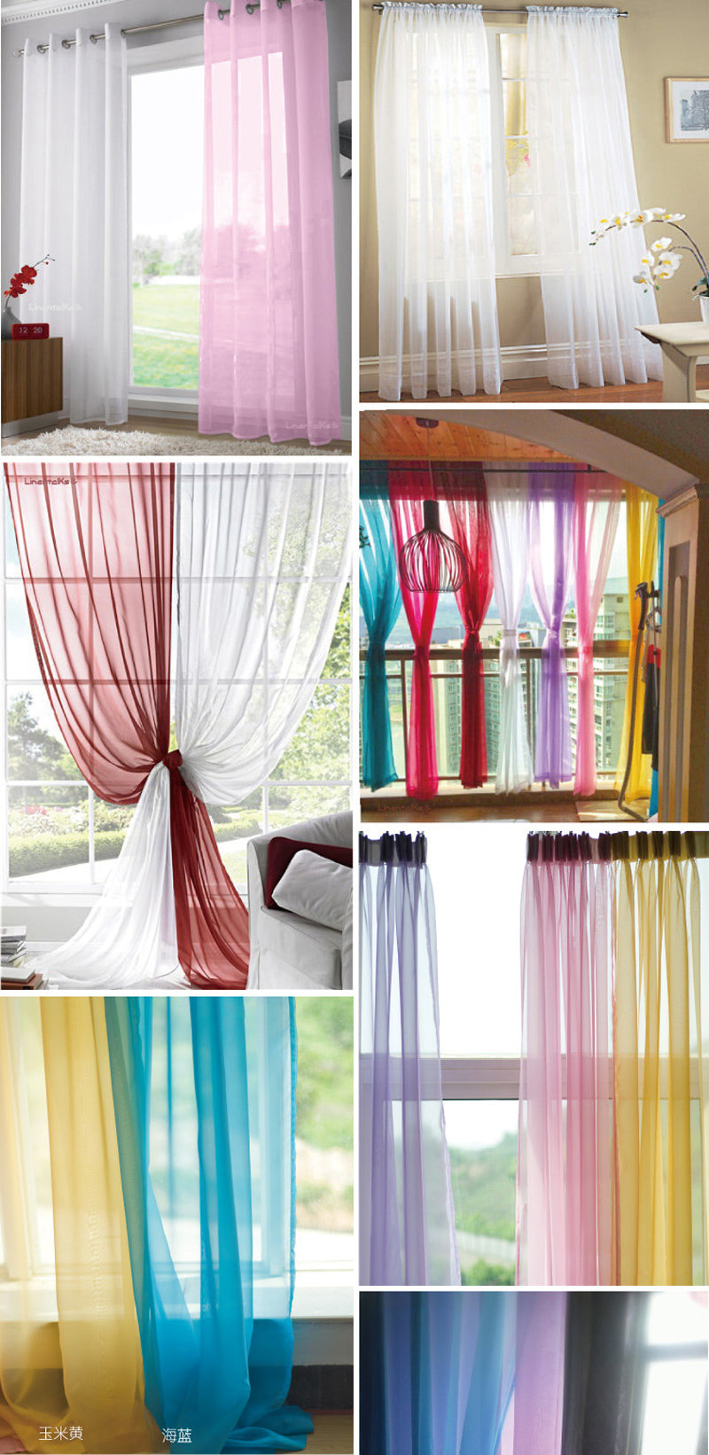 Pleated Pull  uropean and American style Tulle curtains for living room Window Screening 20 Solid Door Curtains Drape Panel Sheers W184 - Neshaí Fashion & More