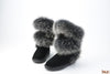 Sheepskin Suede Leather Wool Fur Lined Winter Shoes Black Grey - Neshaí Fashion & More