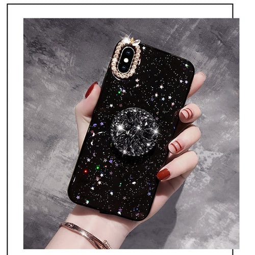 Twilighter marble diamond ring holder silicone phone case for iphone 7 8 6 S plus X XR XS 11 Pro MAX for samsung S8 S9 S10 Note 8 9 - Neshaí Fashion & More