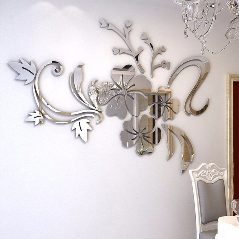 Removable 3D Mirror Flower Art Wall Sticker Acrylic Mural Decal Home Room Decor Chinese Style Plum blossom Decorative Mirrors - Neshaí Fashion & More