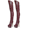 Thigh High Faux Leather Platform Boots - Neshaí Fashion & More