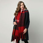 plaid scarf with long tassels - Neshaí Fashion & More