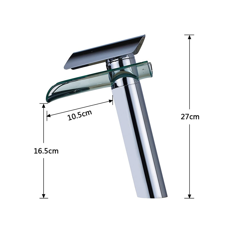 Deck Mounted Glass Spout Basin Faucet Single Handle Waterfall Bathroom - Neshaí Fashion & More