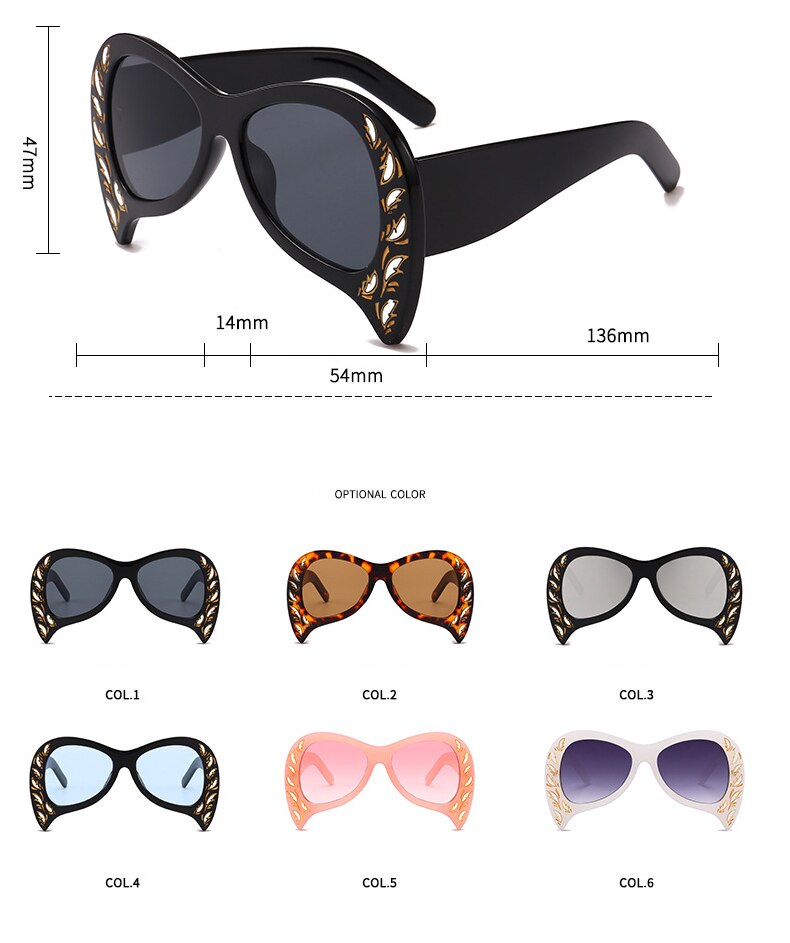 Travel Cat Eye Sun Glasses Big Glasses Frame UV400 - Neshaí Fashion & More