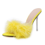 feather peep toe slippers - Neshaí Fashion & More