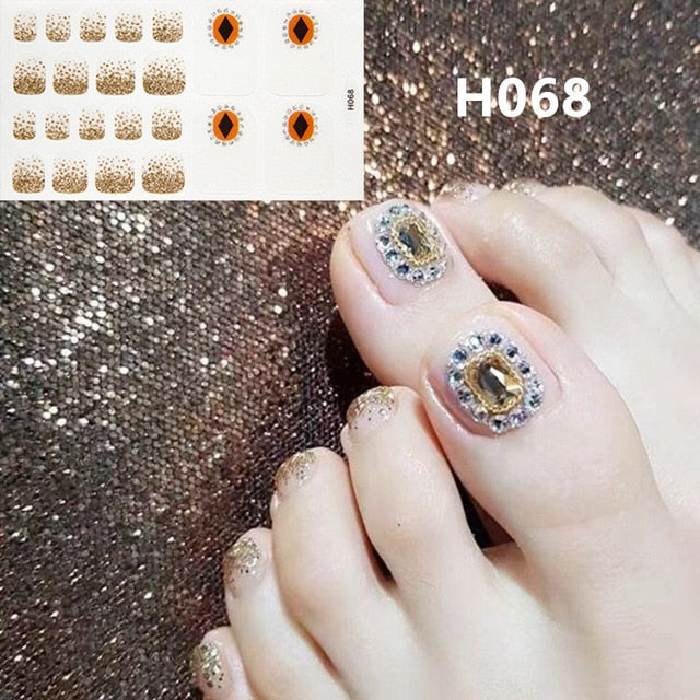 1Sheet Adhesive Toe Nail Sticker Glitter - Neshaí Fashion & More