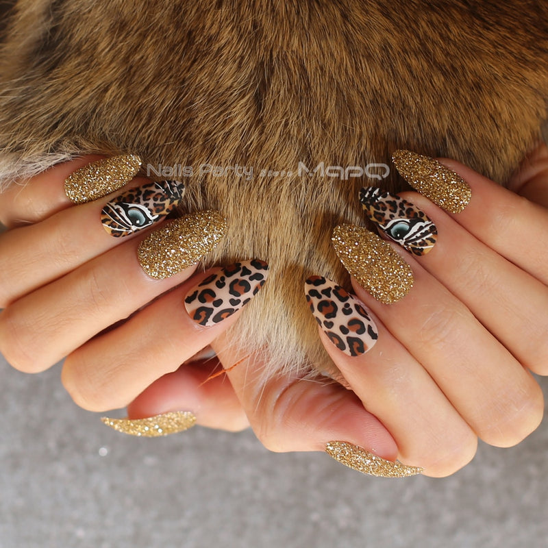Matte tiger Press on Nails - Neshaí Fashion & More