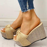 bow tied slip on leisure wedges - Neshaí Fashion & More