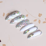 crystal diamond white ptess on nails - Neshaí Fashion & More