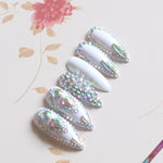 crystal diamond white ptess on nails - Neshaí Fashion & More