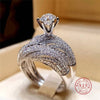 2pc/set CZ Crystal Wedding Zircon Ring - Neshaí Fashion & More