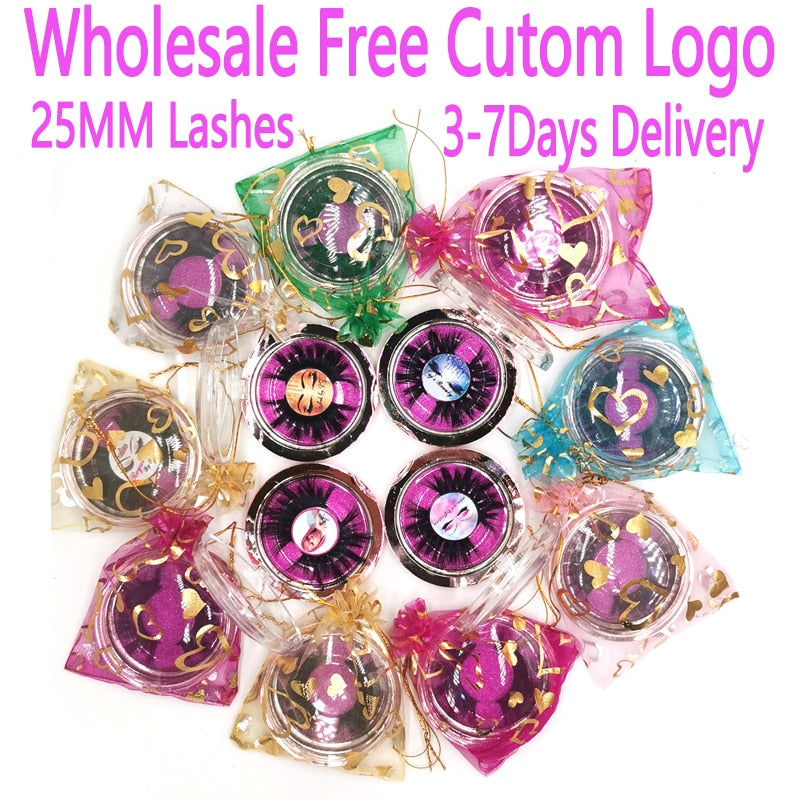 Wholesale Eyelashes 25mm 5D Mink Free Custom Logo A - Neshaí Fashion & More