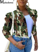 Ripped Denim Jackets Fashion Camouflage Casual - Neshaí Fashion & More