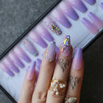 ombre  coffin false nails Crystal design - Neshaí Fashion & More